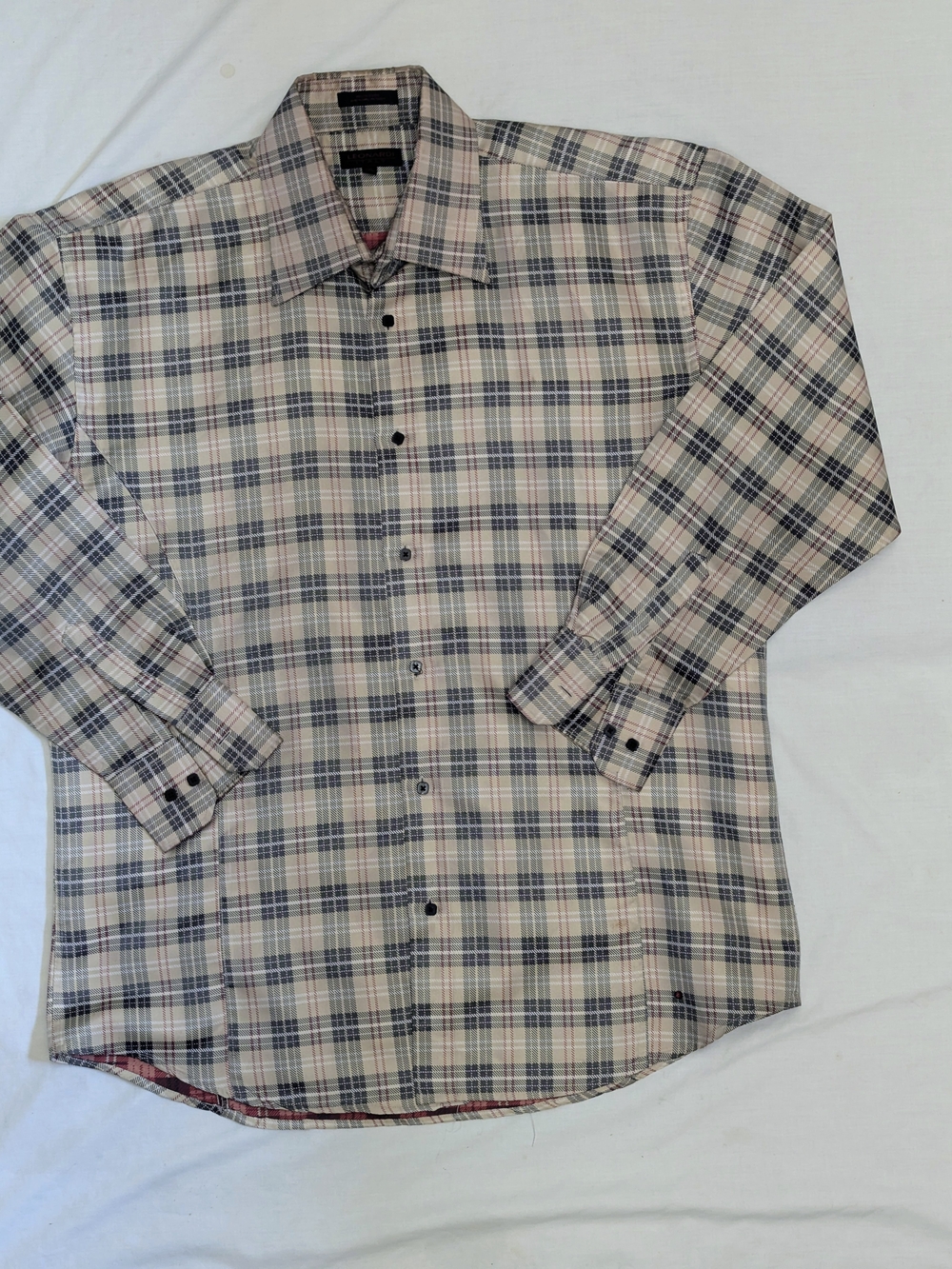 Men's XXL Plaid Button Down Long Sleeve Shirt Leonardi Italy